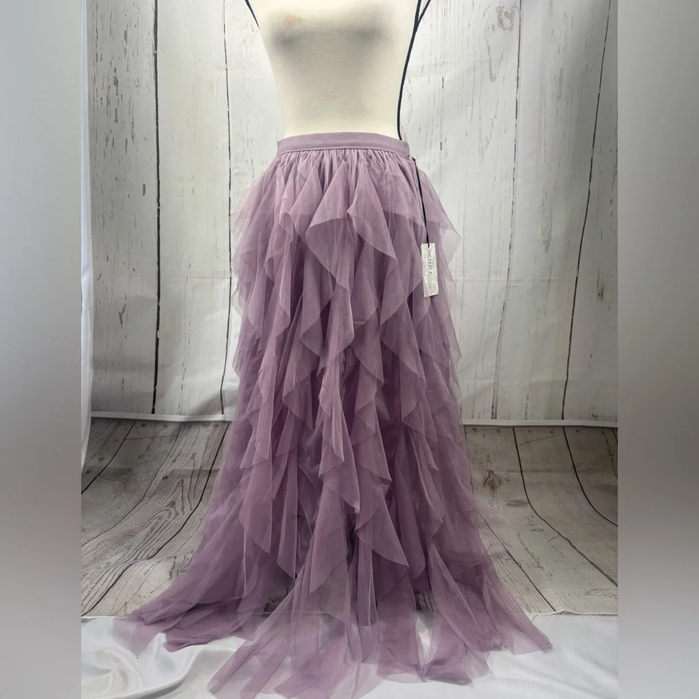 Soho Apparel Lavender Tiered Tulle Maxi Skirt - Picture 1 of 8